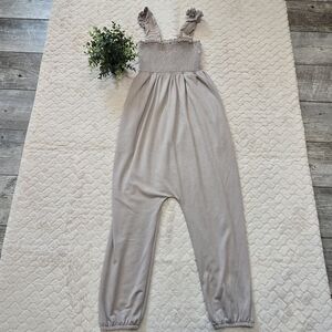 Three Bird Nest Tan Harem Boho Chic Sleeveless Jumpsuit, Size Small